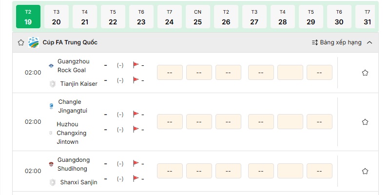 Lịch thi đấu 8 Cập nhật tức thì